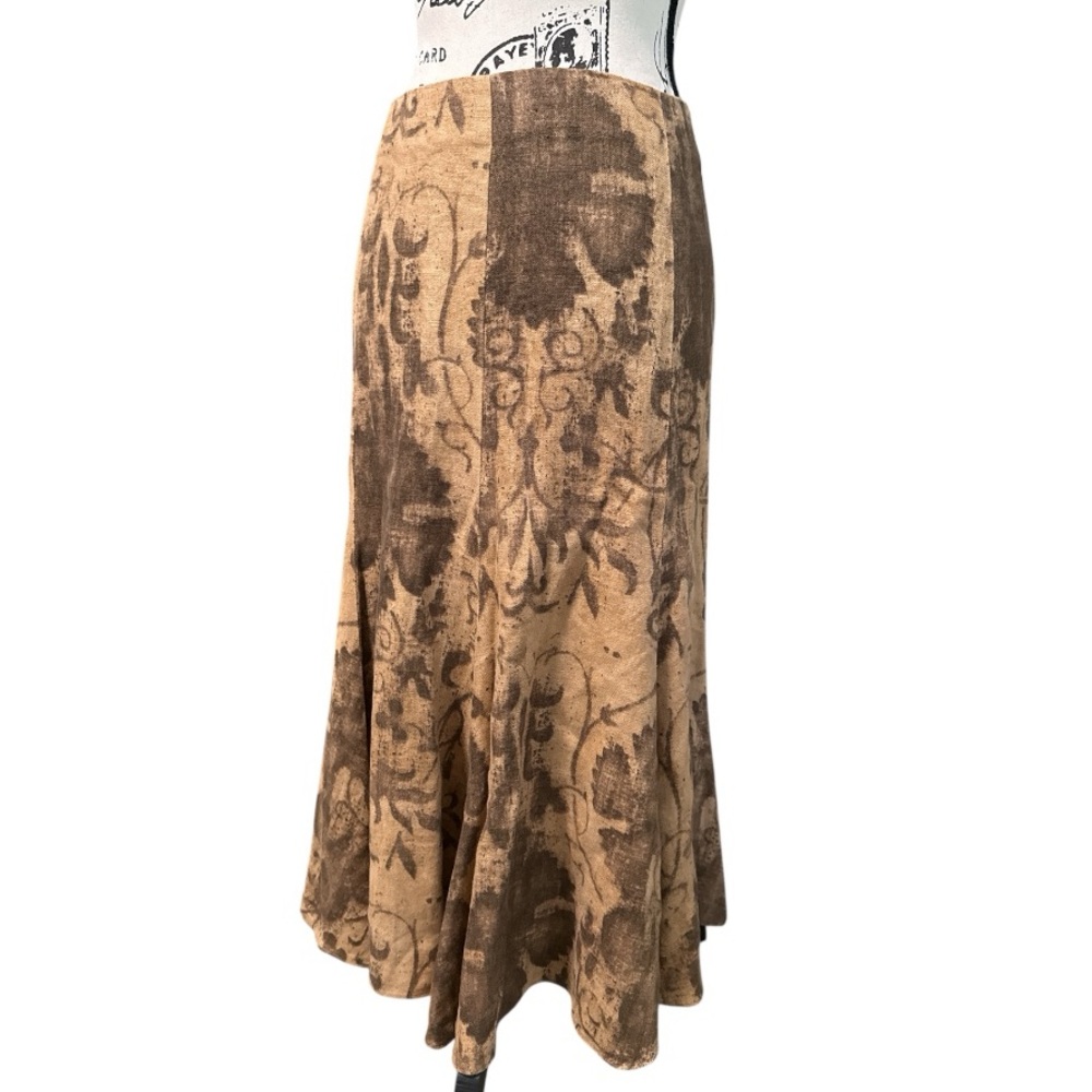 VTG Lauren Ralph Lauren MIDI skirt Natural Linen Equestrian Old Money Women’s 16
